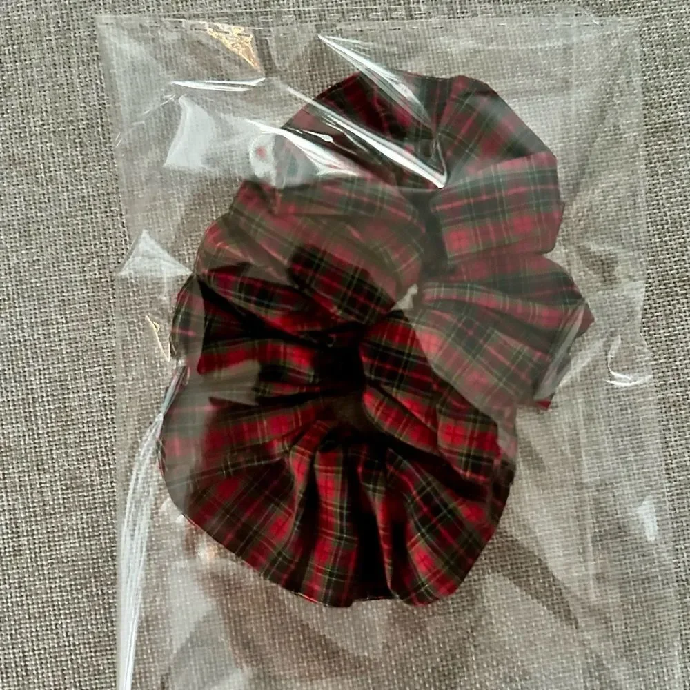 Red Tartan Plaid Christmas Scrunchie